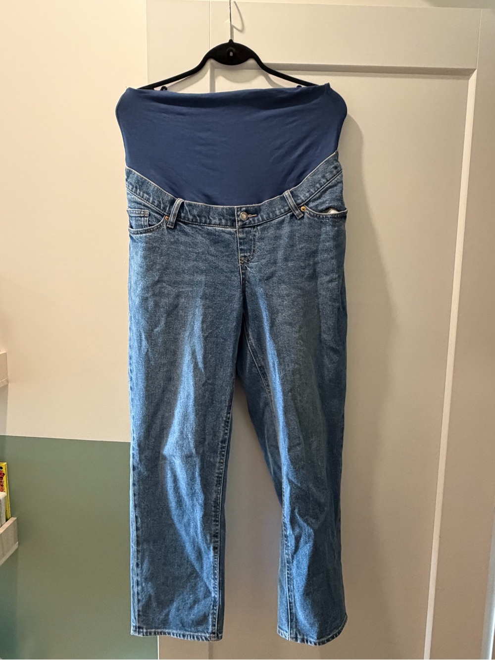 Maternity Blue Denim Jeans with Stretch Panel